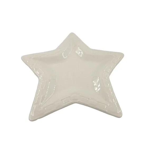 Longaberger Pottery Woven Tradition WHITE GLAZE COLOR Star Lunch Plate