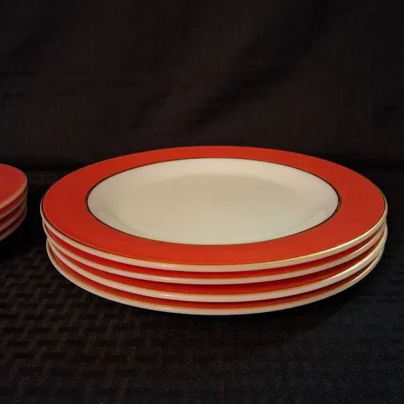 Pyrex 1950’s Pink Flamingo w/ Gold Trim Dinnerware Set of 4 Lunch Plates Vintage