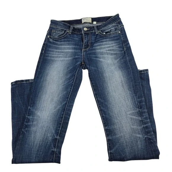 BKE Payton Bootcut Jeans Womens 27L Dark Wash Whiskered Denim 12614‎