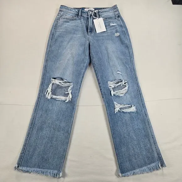 NWT Flying Monkey Distressed Raw Hem Straight Leg Jeans Women's Size 27