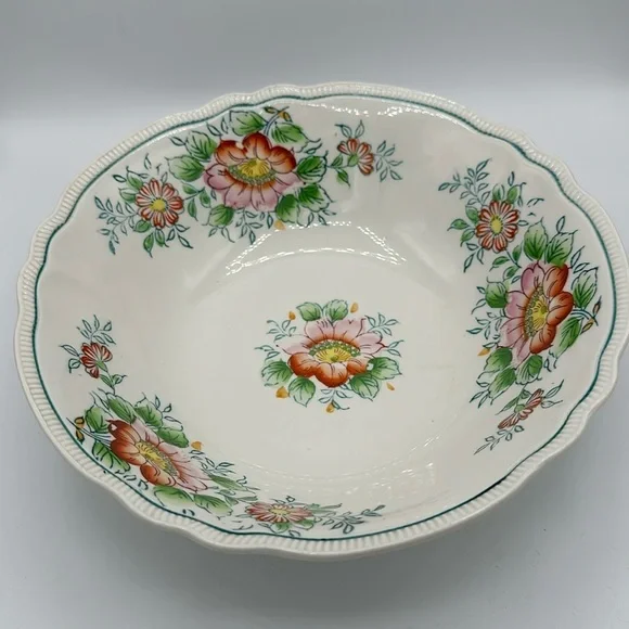 Vintage serving bowl with flowers