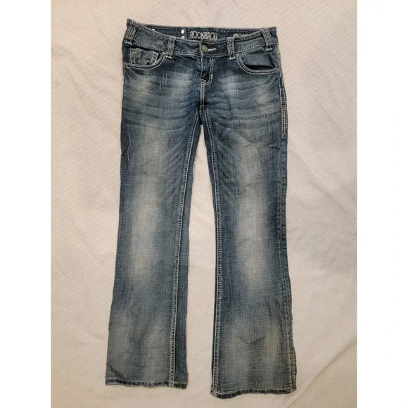 Rock & Roll Cowgirl jeans Original Low Rise embellished thick stitch Womens‎ 28