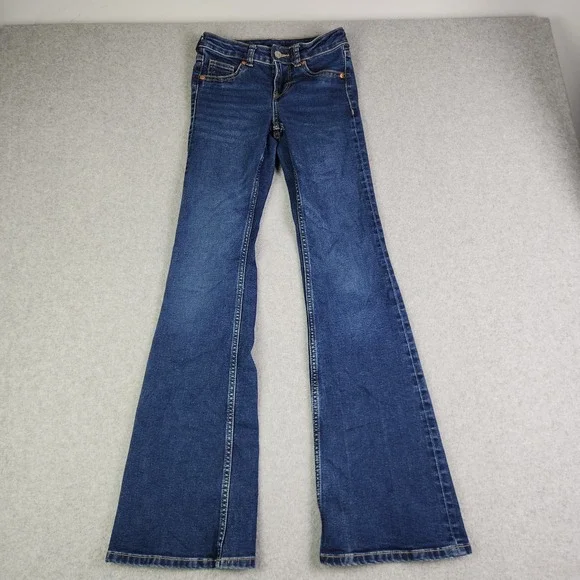 Divided H&M Flare Jeans Women's‎ 0 Blue Denim Stretch Retro Streetwear Grunge