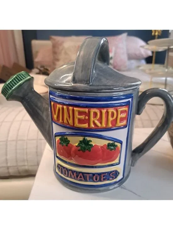 Vintage 1990's Cooks Club Ceramic Retro Tomato Watering Can Tea Pot