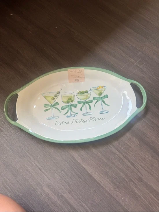 Rachel Zoe Mint Green Olive Martini Serving Platter