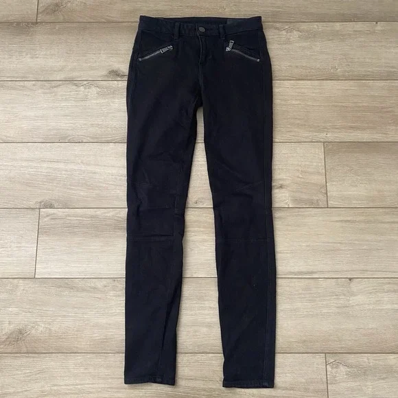 Vince Sz 25 Black Cargo Skinny Jeans Denim Zip Cotton Elastane Women Pockets USA
