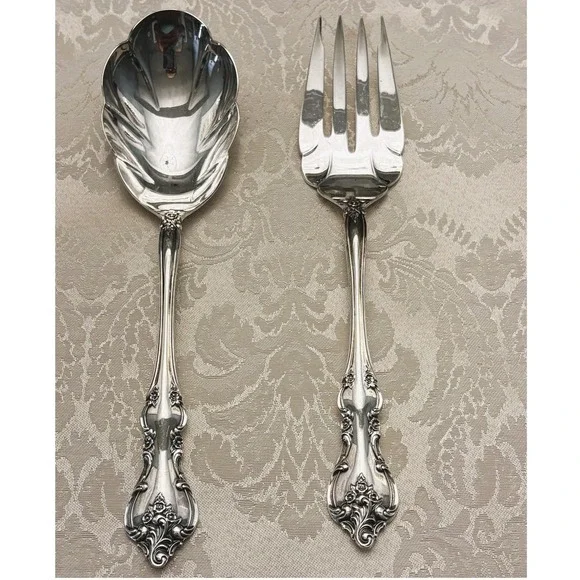 Orleans International Silver Shell Casserole Spoon Cold Meat Serving Fork Set