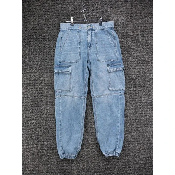 American Eagle Cargo Joggers Womens 4 Blue Stretch Distressed Denim Outdoor