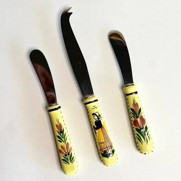 Henroit Quimper Cheese Knife Spreader Set for Charcuterie Board