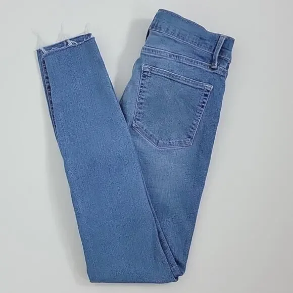 Frame Le‎ High Skinny Raw Edge Blue Denim Jeans in Europa 26