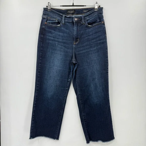 Judy Blue Los‎ Angeles Womens Wide Leg Cropped Jeans Dark Wash Size 9 29 Raw Hem
