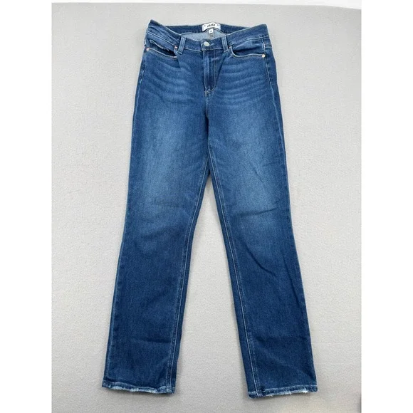 Paige Cindy High Rise Straight Leg Jeans Womens 28 (29x28) Blue Stretch Denim
