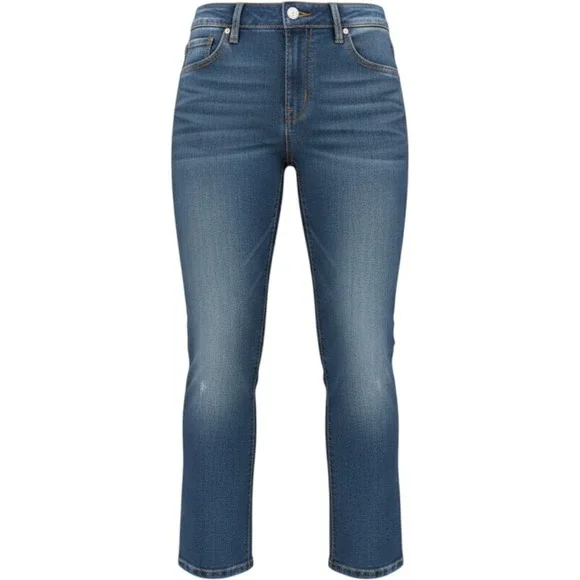 A.N.A Womens Jeans 28/6 Blue Straight Mid Rise Medium Wash Denim Solid 5 Pockets