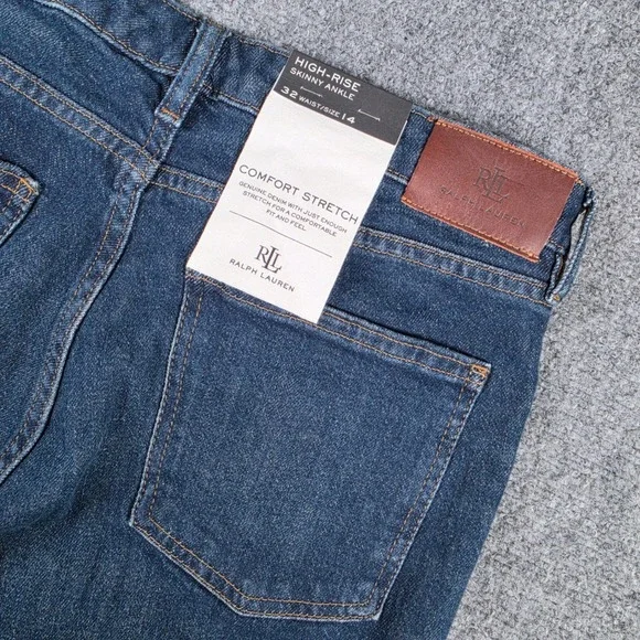 Lauren Ralph Lauren Jeans Womens‎ 14 Blue High-Rise Skinny Ankle Comfort NWT