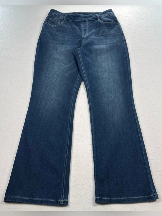 Halara Flex Pull-On Jeans Women's Large Straight Leg Stretch Elastic Pockets