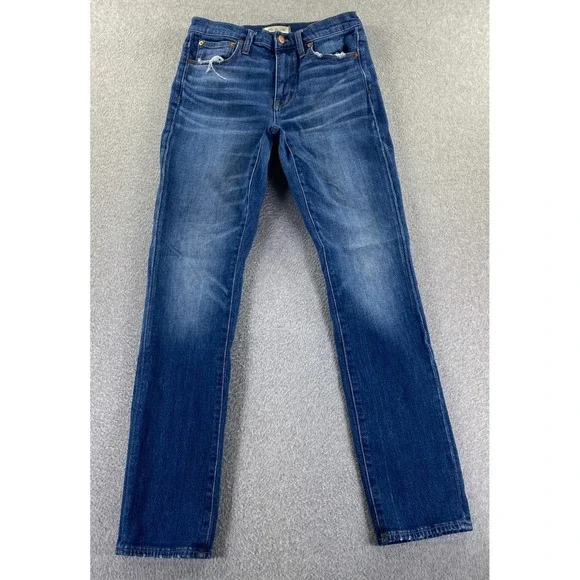 Madewell Slim Boyjean Women's 25‎ Med Blue Stretch Distressed High Rise City