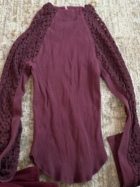 Free People Women's Burgundy Blouse