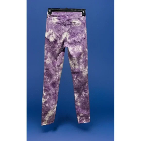 Hudson Purple Tie-Dye High-Rise Super Skinny Women's Size 24 0 XS Stretch Denim‎