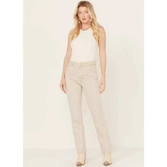 Rolla's Women's Original High Rise Straight Jeans Gray Cream Off White‎ size 29