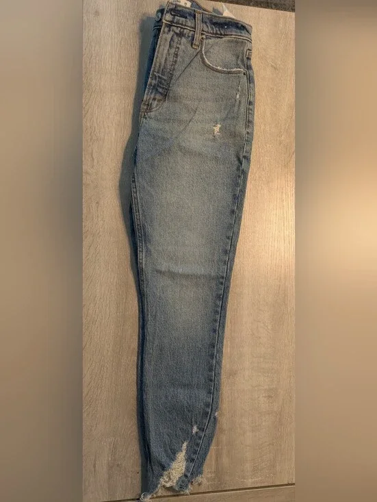 Abercrombie & Fitch Light Blue Skinny Jeans with Distressed Hem
