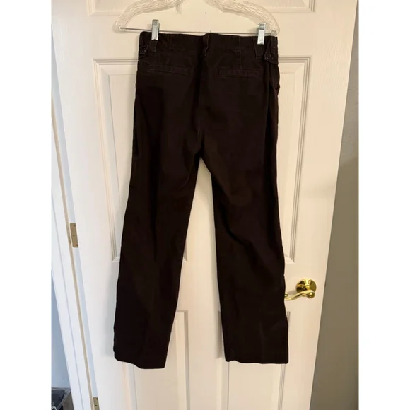 Dark Brown Low Rise Chinos J Crew Size 6 Adjustable Waistband Stretch Flared Leg