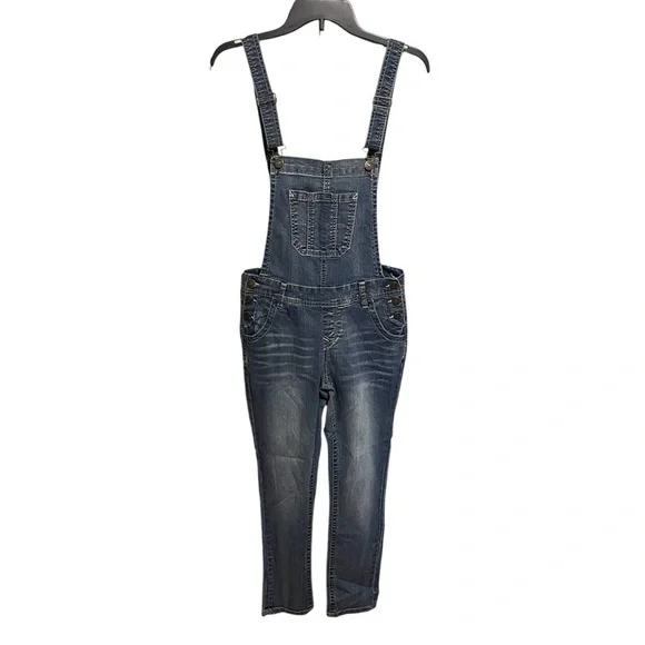 Wallflower Overalls Junior Womens Sz S Blue Denim Pockets Stretchy Suspender