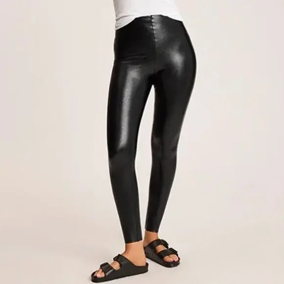 Commando Women’s Medium Legging Faux Leather High Rise Black