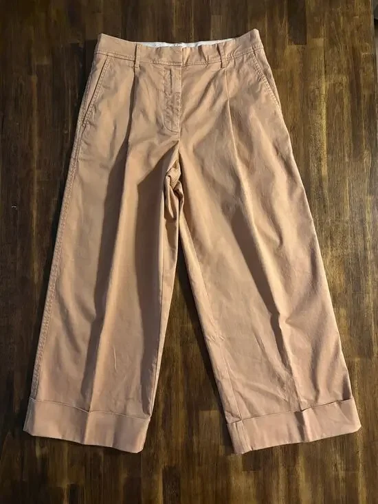 J Crew Women’s 6 Pants Wide Leg Crop Pleated Cotton Chino High Rise Trouser