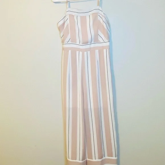 Striped Beige and White Jumpsuit