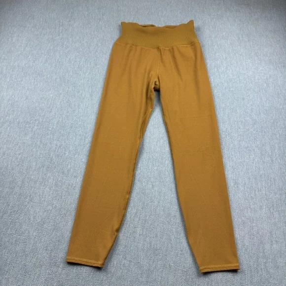 Vuori Leggings Womens Large Gold Rib Studio High Waist Yoga Gym Performance Pant