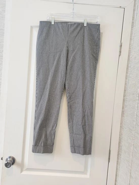 J. Jill Black and White Houndstooth Slim Trousers L Euc