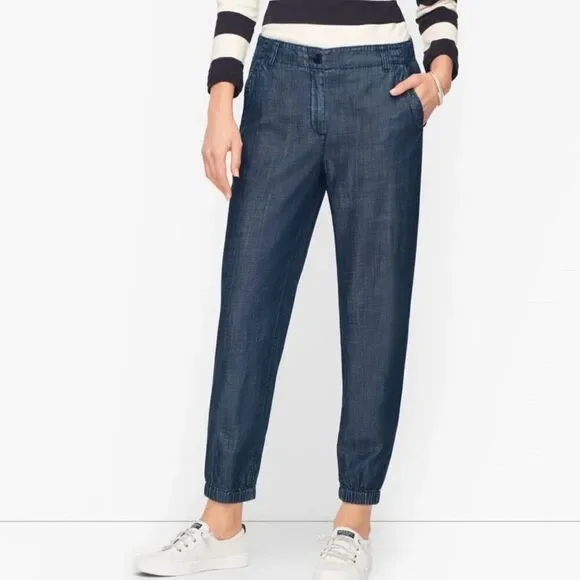Talbots Relaxed Fit Chambray Joggers Size Small