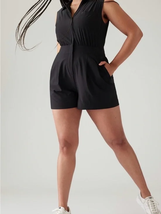 Athleta Brooklyn Utility Black Romper Size 12