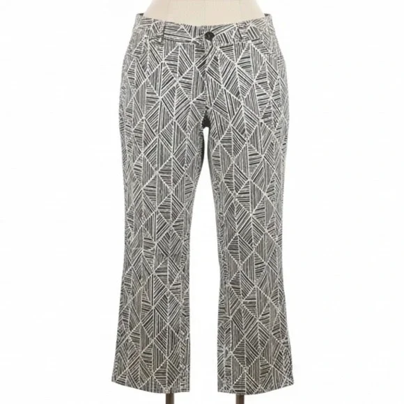 Soft Surroundings Geometric Crop Pants Boho Resort Coastal Cruise Casual Size 14