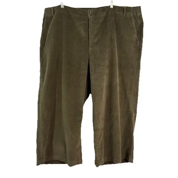J Jill Women’s Plus Sz 28 Olive‎ Green Cropped Wide Leg Corduroy Pants NWT