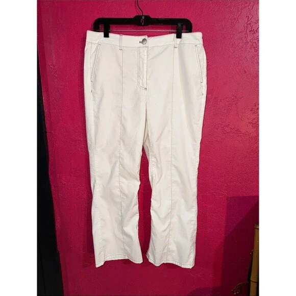Nicole Miller Cropped White Women's linen/cotton blend Pants Straight Leg. Sz 10