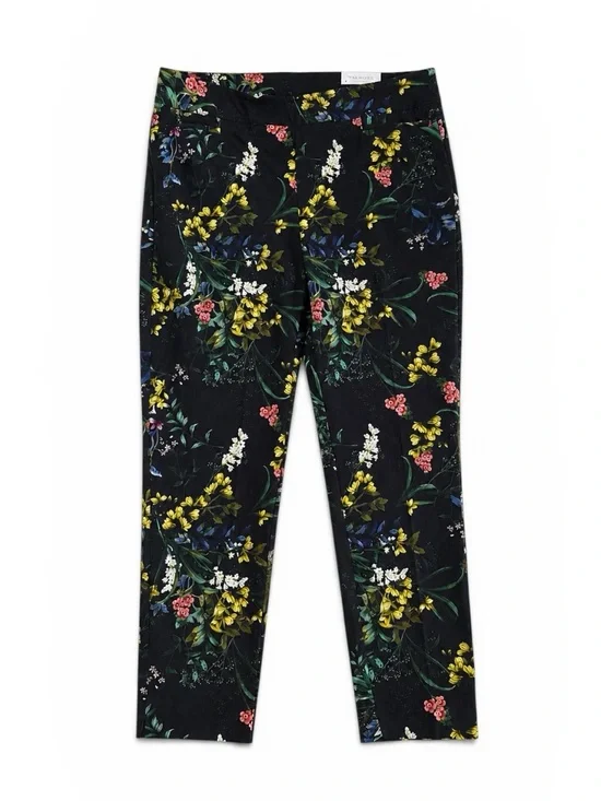 Chico’s So Slimming Brigitte Slim Ankle Pants Black Floral Size 2T (US 12T)