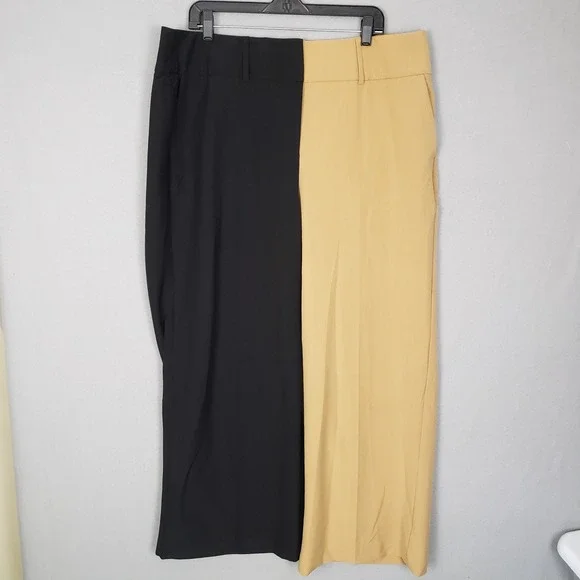 Lane Bryant Size 18S Two Tone Dress Pants‎ Black Gold Elevated Office Cocktail
