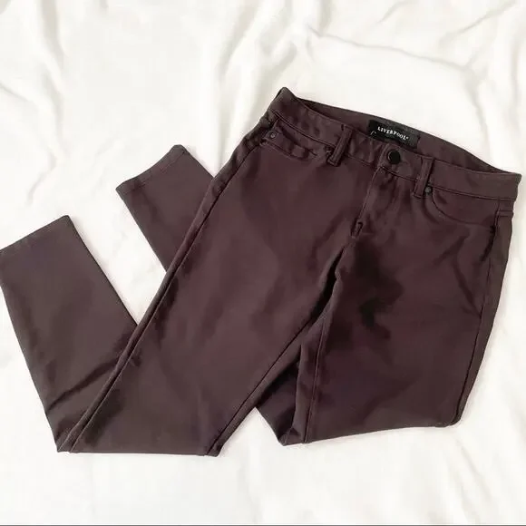 Liverpool jeans brown stretch pants leggings size 2 size 26 ankle cropped