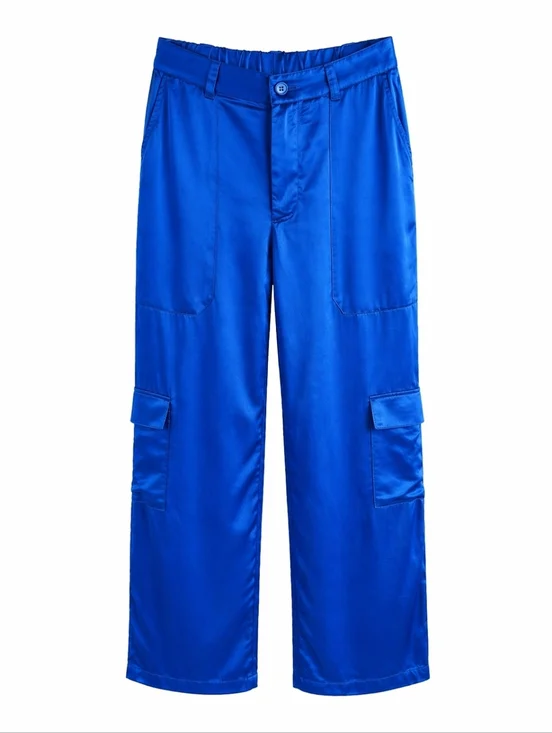 YFB Young Fabulous & Broke NWT  Royal Blue Satin Jogger Pants Sz S Indie Sleeze