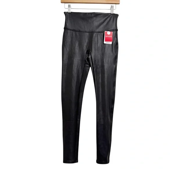 SPANX High-Waist Faux Leather Leggings in Black
