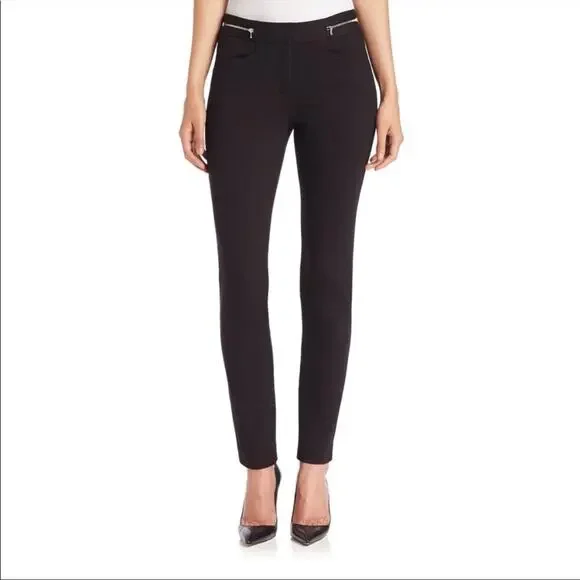 Rebecca Taylor black twill pants skinny zipper waist band size 0