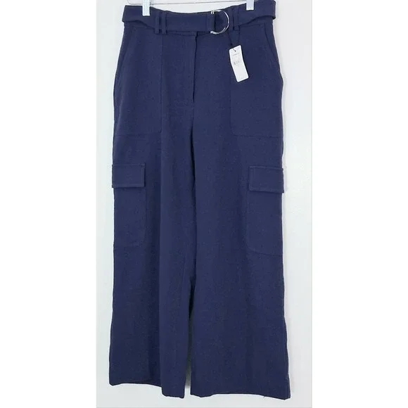 Express Women's Wide Leg Cargo Pants in Navy Blue