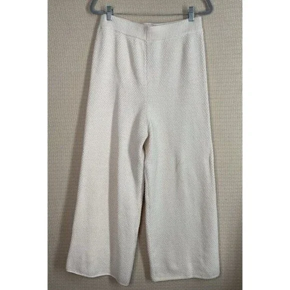NWT Sincerely Jules Waffle Knit Pull On Wide Leg‎ Pants Women Size XL Cream