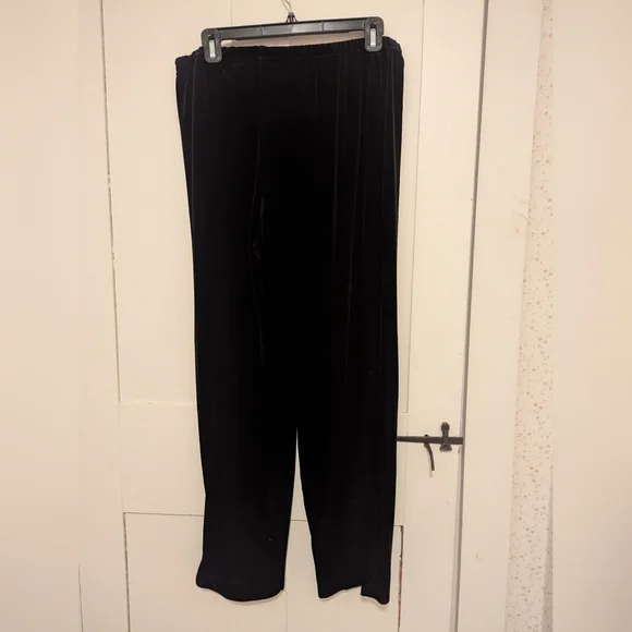 🖤 Sheri Martin Black Velvet pants elastic waist 14 petite comfortable stretch