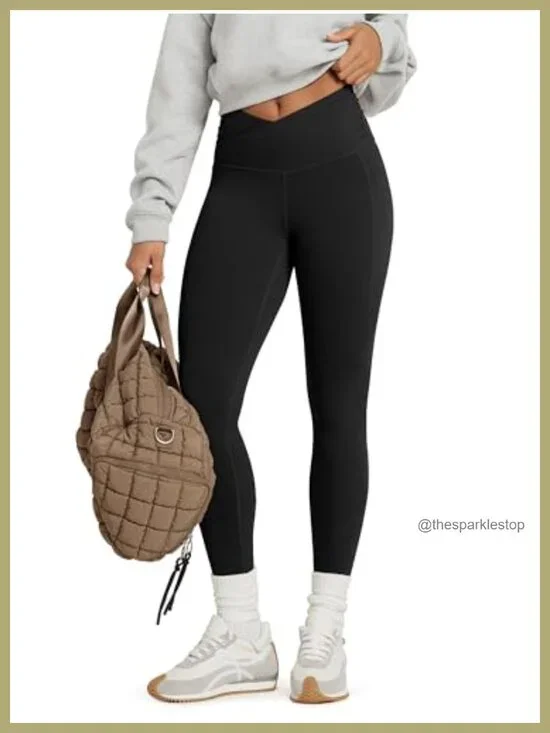 Cloud Feeling Gathered Cross Waist Leggings with Pockets 25