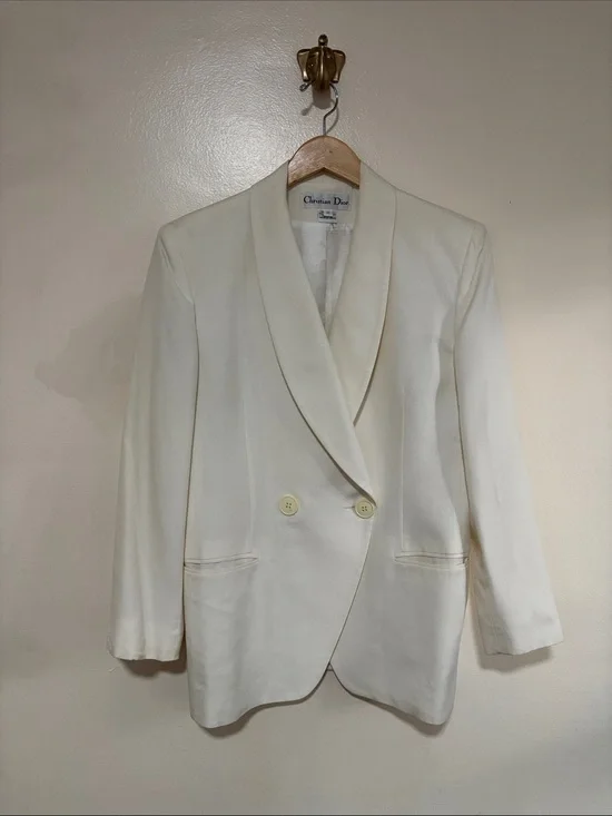 Christina Dior Vintage Ivory Double-Breasted Women’s Blazer size 10 made in USA