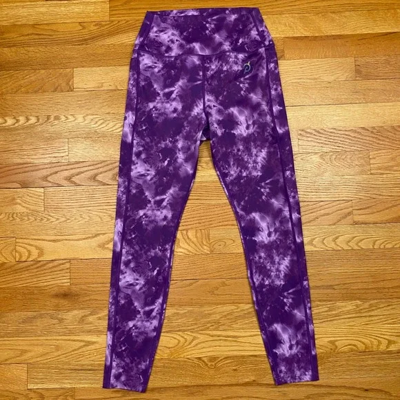 Peloton Brittany Allen Leggings Womens S Purple Tie Dye High Rise Pocket Workout