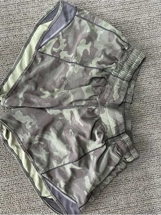lululemon athletica Camo Green Elastic Waist Athletic Shorts