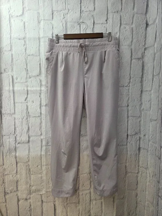 Apana Large Light Lavender Gray Drawstring Scalloped Jogger Pants Spring Casual